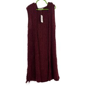 Beautees Hooded Eyelash Sweater Vest Size‎ Medium New